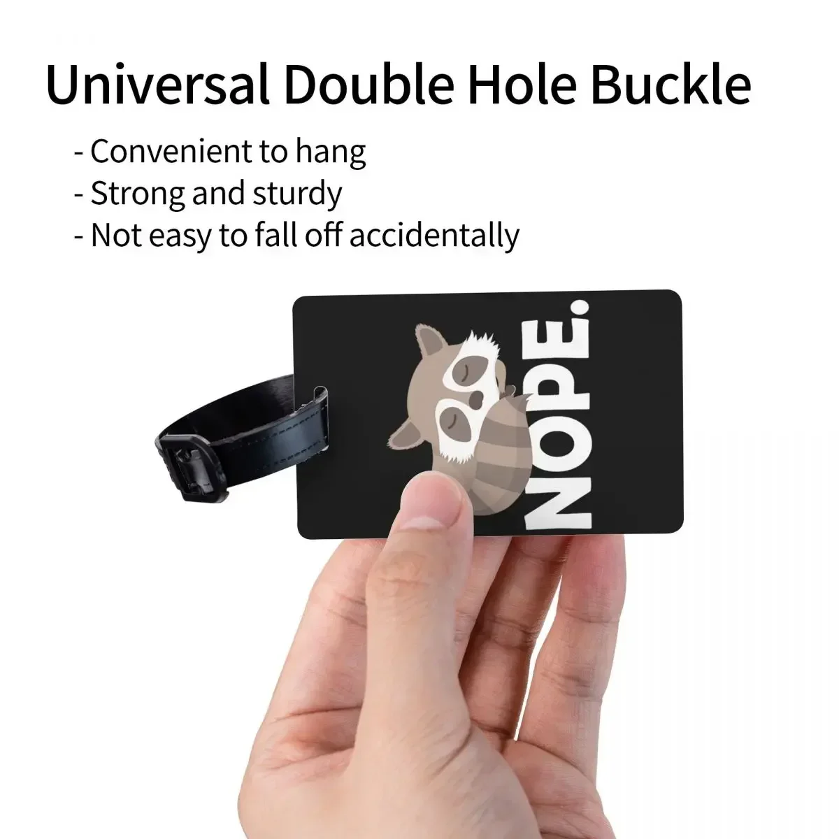 Custom Raccoon Nope Luggage Tag Privacy Protection Baggage Tags Travel Bag Labels Suitcase