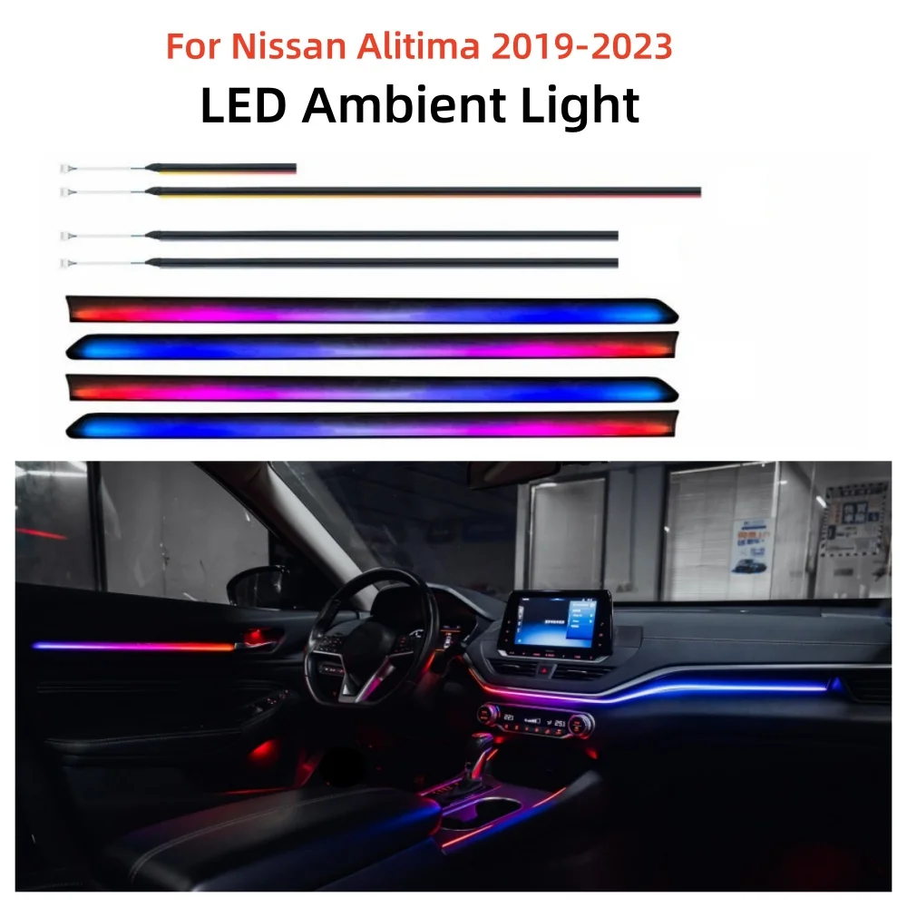 For Nissan Alitima 2019-2023 LED Ambient Light Car Interior dynamic led guiding light Auto Center Console Door Decorative Lights