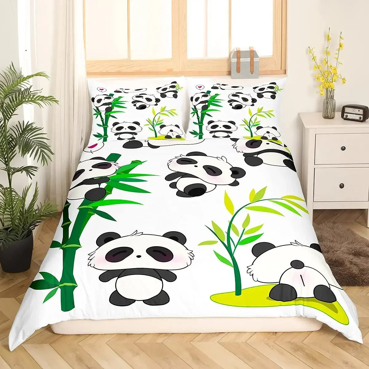 

Animal Panda Romantic Bicycle Balloon Dragonfly Comfortable Duvet Quilt Cover Pillowcase Bedding Set Children Bedroom Decoration