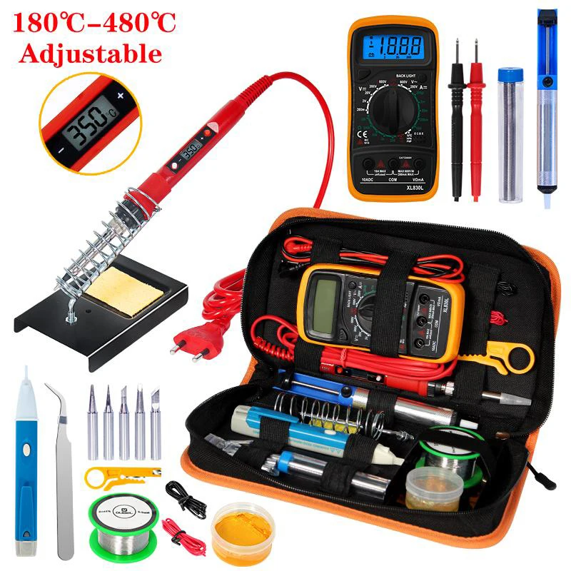 60W Or 80W Electric Soldering Iron Car Maintenance Adjustable Temperature Soldering Iron Welding Repair Tool Combination