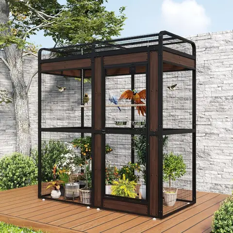 large bird cage for parakeets outdoor bird aviary parrot cage with perch, birdcage for macaws canaries parrots budgie lovebirds-