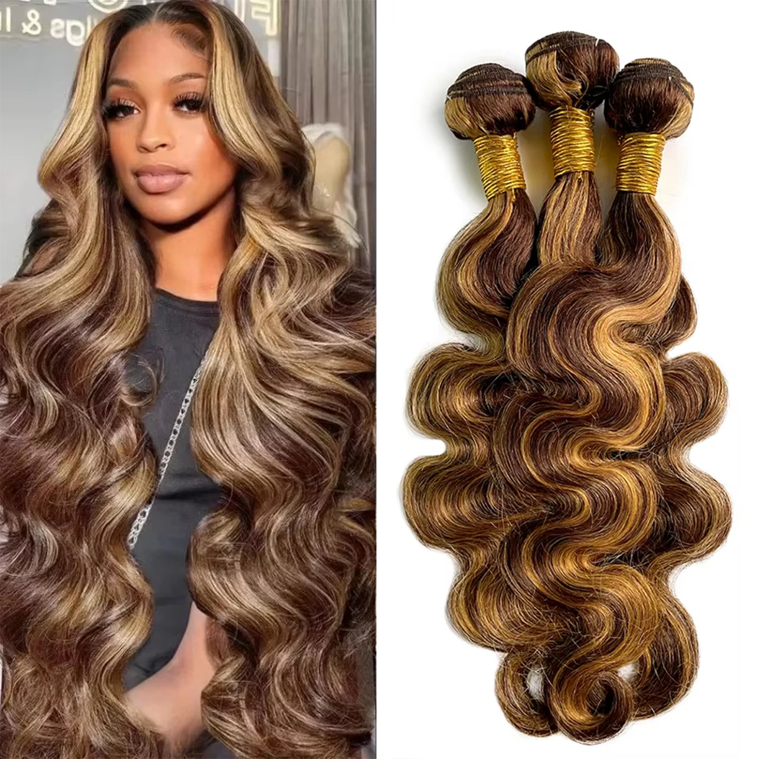 Ombre Highlight Body Wave Bundles Human Hair 30 Inch 100% Unprocessed Brazilian Remy Human Hair Bundle Raw Hair Weave Extensions