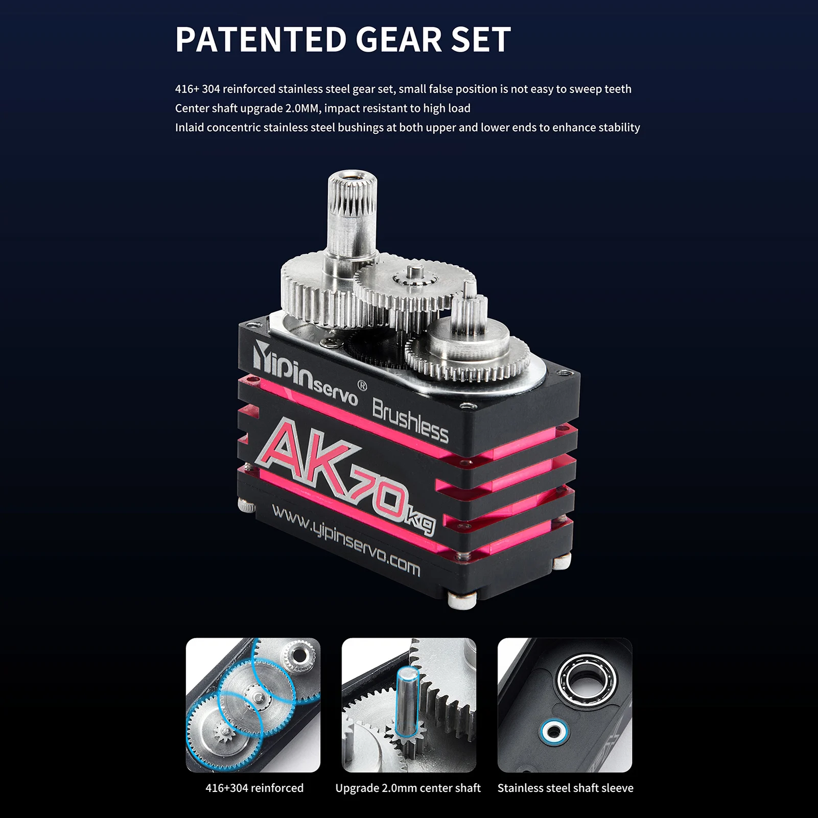 Wasserdichtes digitales Servo IP68, 70 kg bürstenloser Motor mit hohem Drehmoment für 1/10 1/8 RC-Auto- und Roboter-Nachrüstung mit Ersatzgetriebe