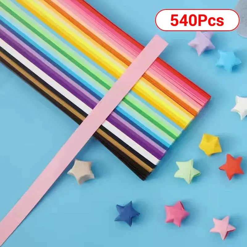 540sheet Origami Stars Paper Strips Folding Paper Colorful Double Sided Lucky Star Origami Kids DIY Hand Arts Make Home Decor