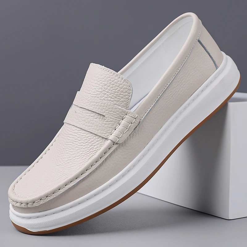 

Fashion Slip On Loafers Men Shoes Board Soft Casual Leather Shoes Men Sneakers Party Weave Pattern Shoes For Man Flat Free