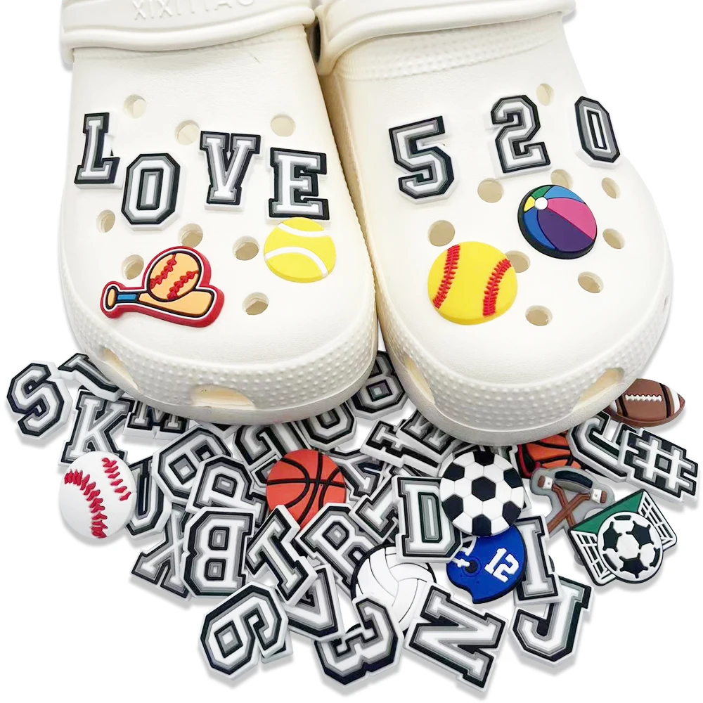 50Pcs Alphabet Sport Shoe Charms, Shoes Decoration Party Birthday Gifts For Men Women