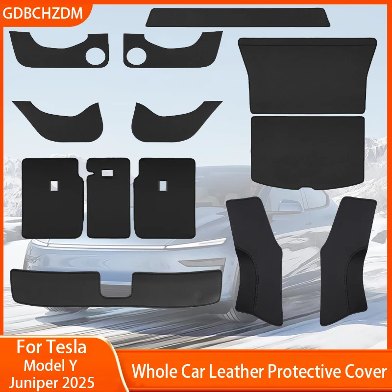 

Suitable For Tesla Model Y Juniper 2025 Doors Luggage Compartment Corner Guards Door Sills Leather Decorative Protective Covers