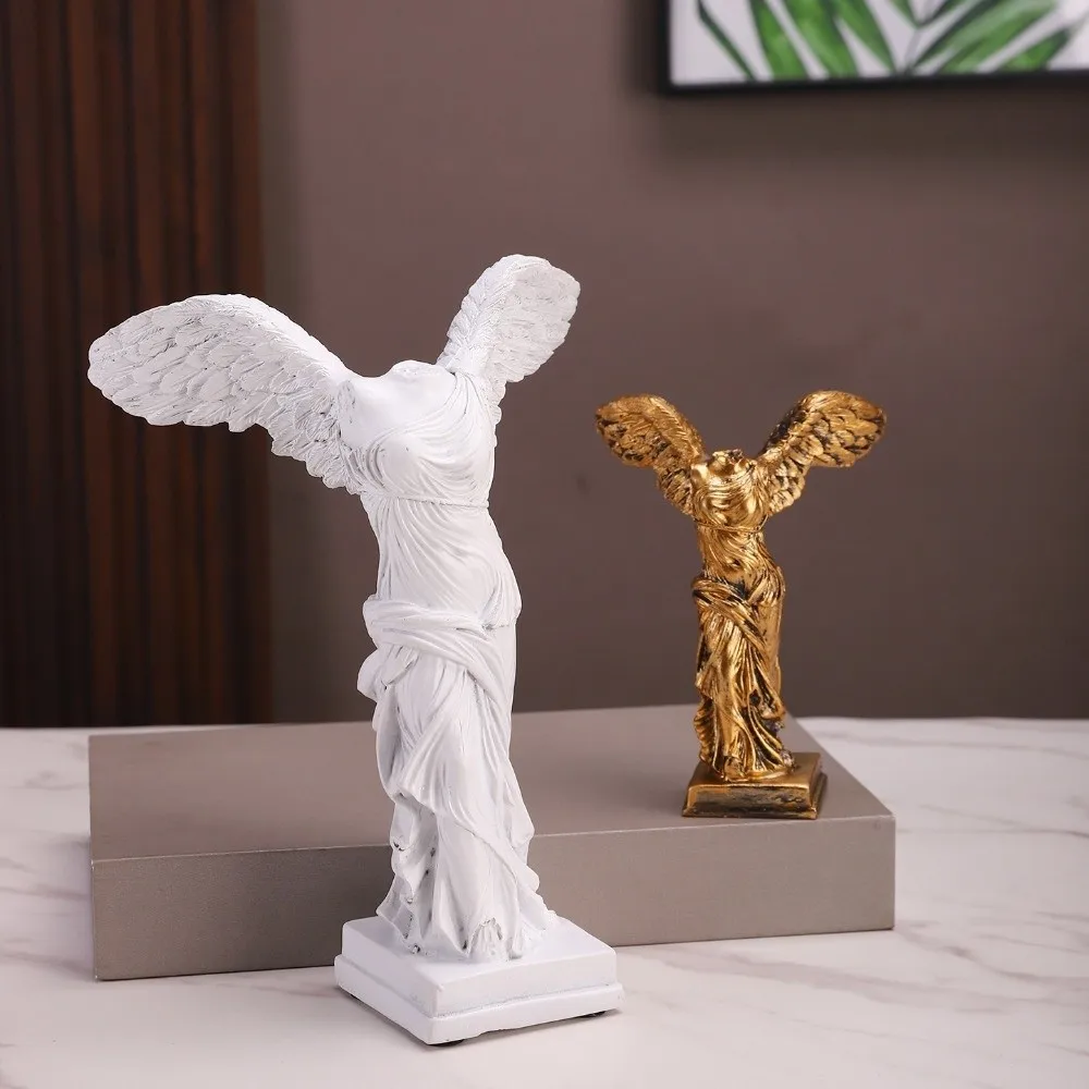 Creative Desktop Retro Greek Statue With AntiSlip Pad Home Decoration Angel Wing Art Statue Victory Goddess Statue Living Room