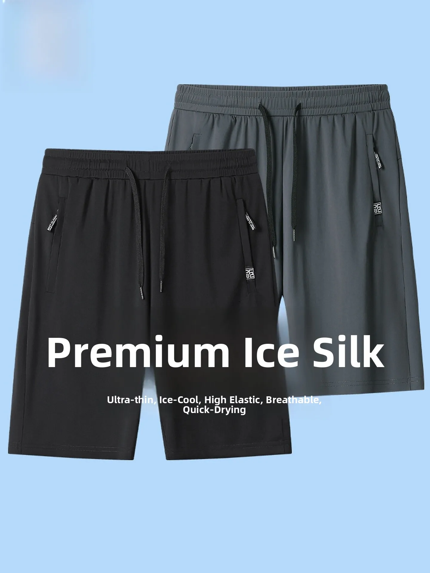 

Pierre Cardin Men's Ice Silk Running orts Qui Dry Sport Casual Pants Summer Five-Quarter Length Straight Leg Elastic Waist