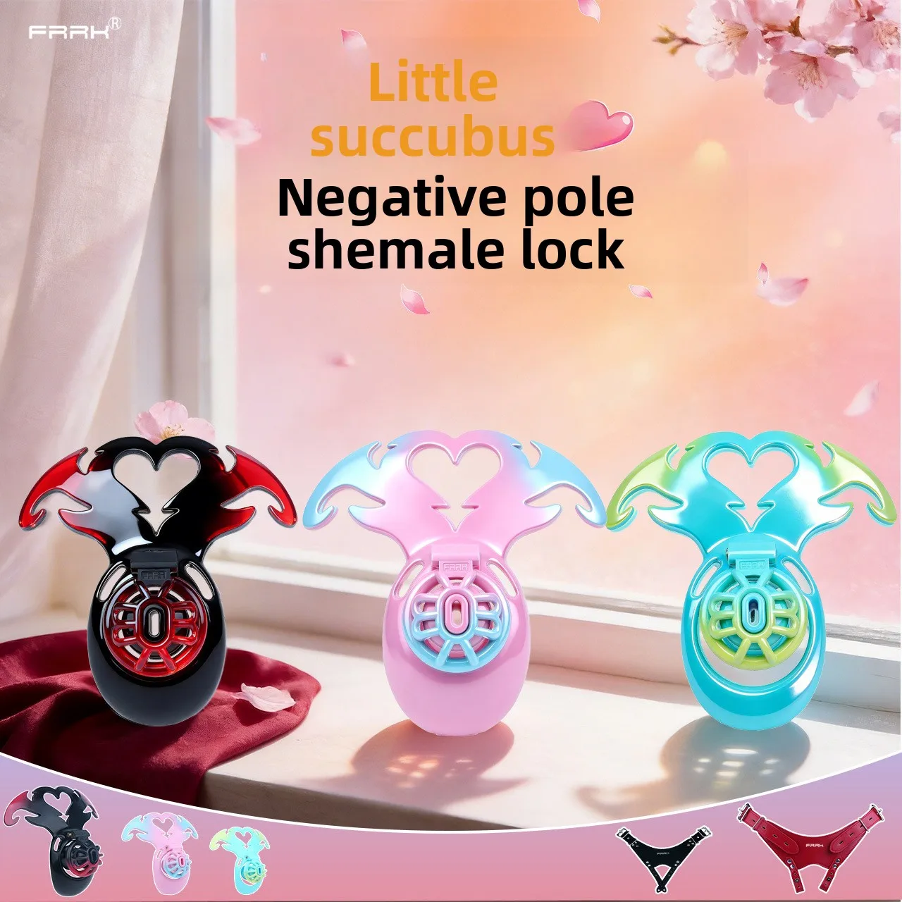 Succubus chastity lock, crossdressing negative CB lock, worn outdoors, negative pot lid lock, SM genital bondage, chastity pants