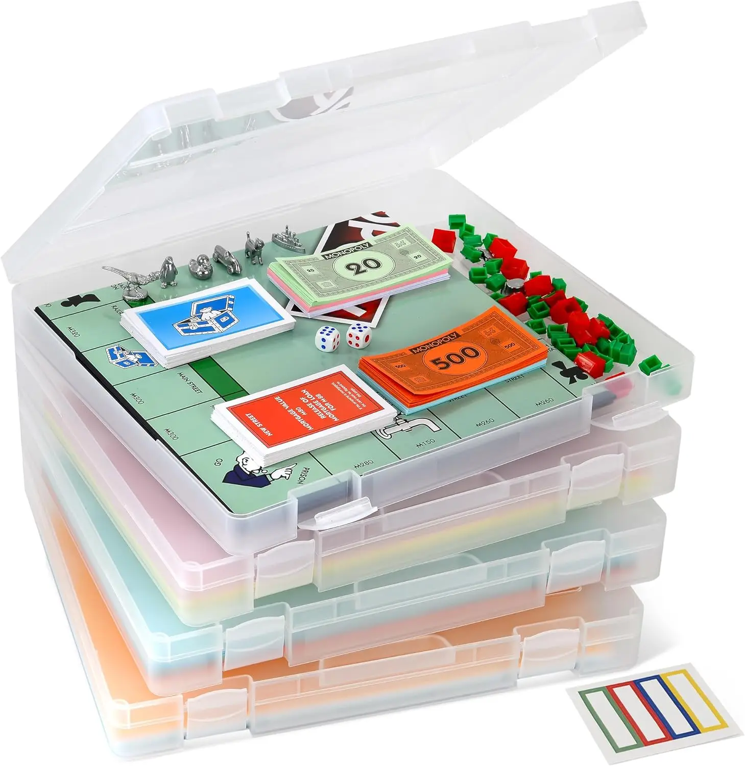

4-Pack Clear Stackable Craft Storage Box with Labels - Organize 8.5x11 Paper, Art Supplies & More