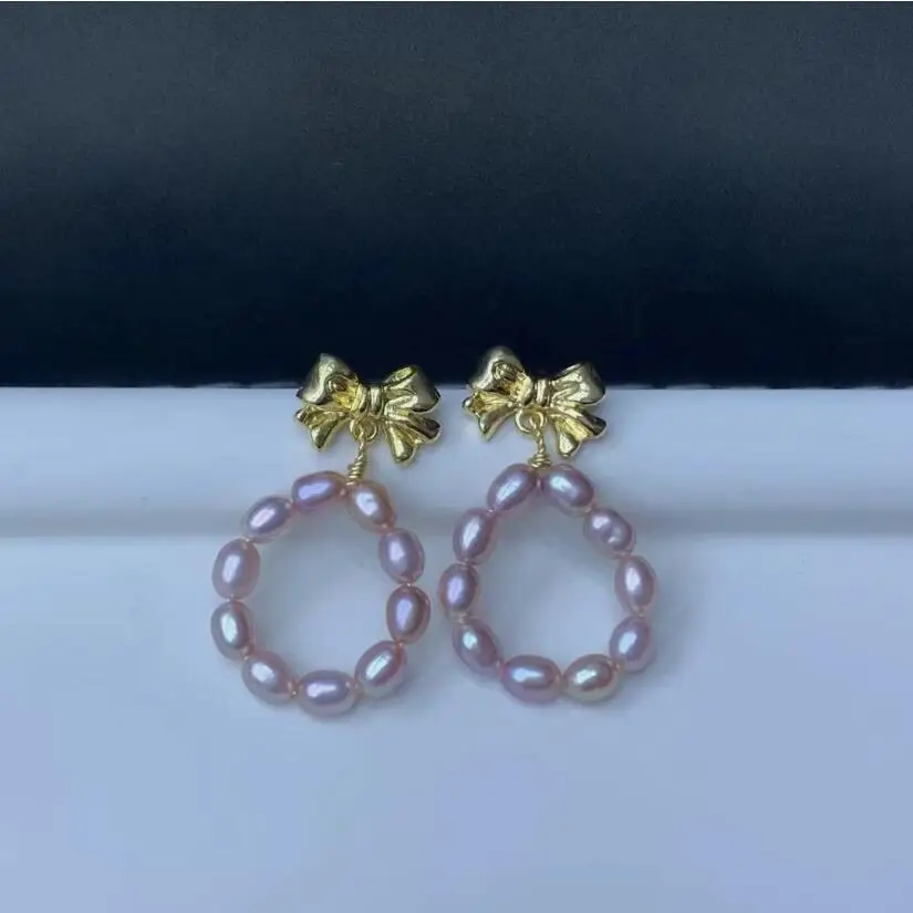

charming natural purple pearl earrings 925 sterling silver