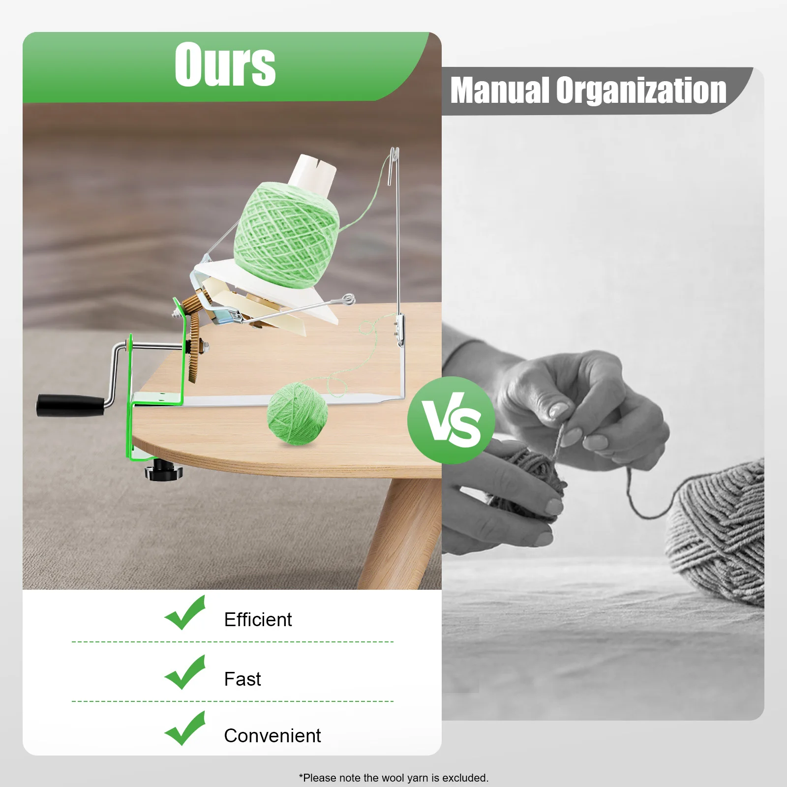 Portable Wool Ball Winder 400-500g Large Capacity Yarn Winder Machine for Knitting, Handmade Arts Crafts, DIY Studio, Home & Factory Use – Easy Install & Clean, with Nylon Gears, Dual-Rod Rocker, Clamp Mount Up to 40mm view 5