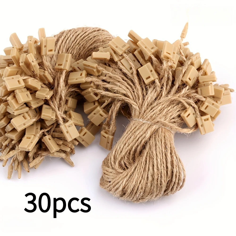 30Pcs 7.87 Inch Jute Twine Lock Tag Fastener, Secure Fixer for Gift Bags Price Tags Christmas Party Decor 2.