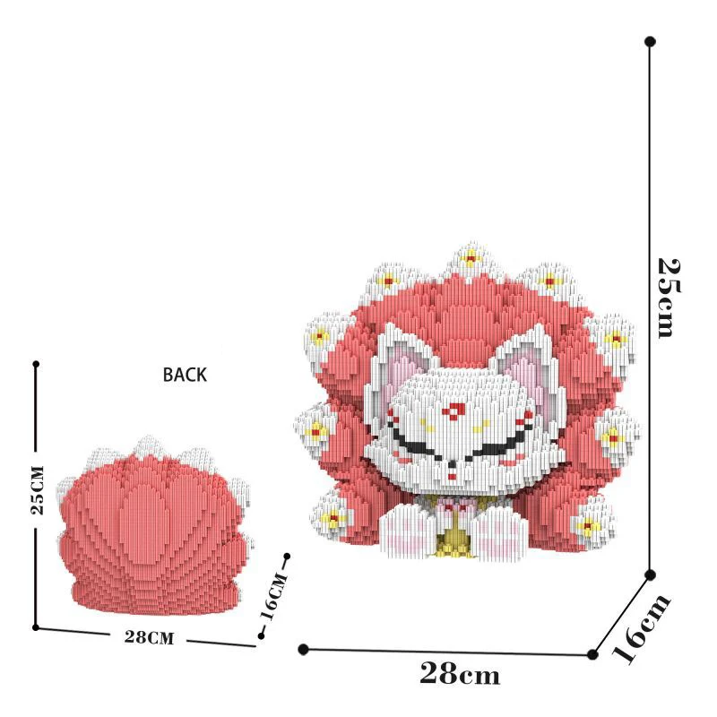 Nine-tail fox puzzle building blocks 3D three-dimensional toy gift Chinese mythology animation image cute animal creative DIY