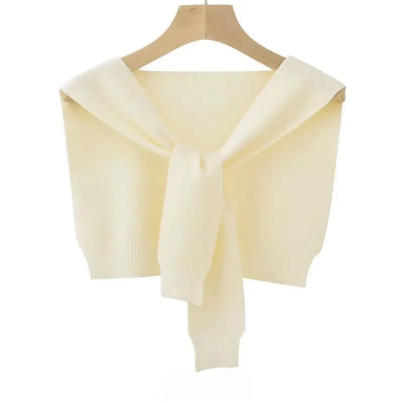 

Wool outer shawl women's winter dual-purpose scarf knitted shoulder Korean version new spring and autumn solid color fake
