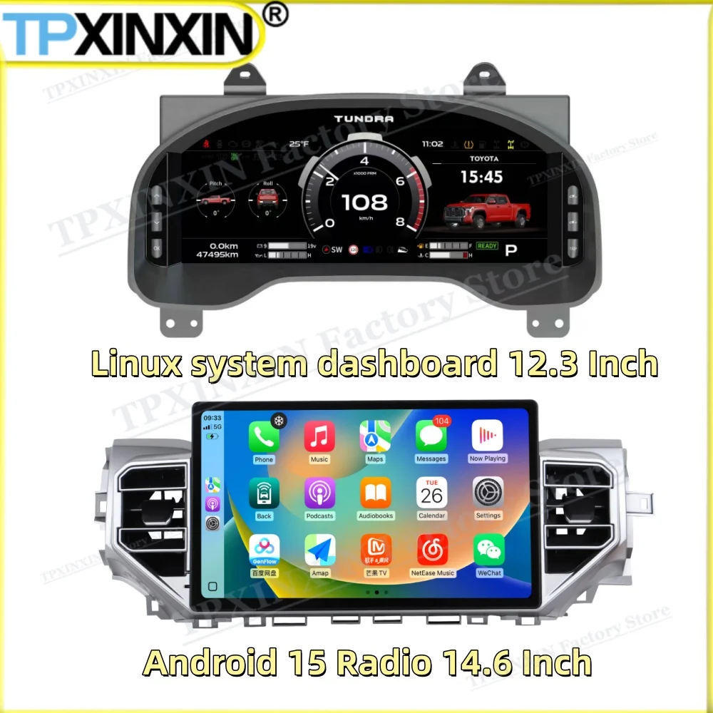 For Toyota Tundra 2013~2021 Android Radio 14.6 Inch dashboard Digital Performance Display Dashboard LCD Speed Table Car Virtua