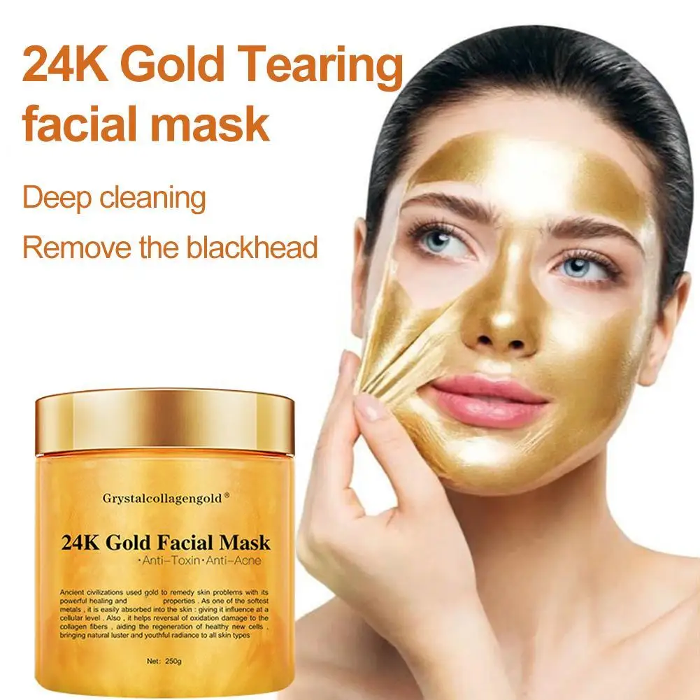 

250g Gold Peel Mask Blackhead Cleanses Pores 24k Gold Foil Peel-Off Mask Oil-Control Shrink Pores Hydrating Smooth Face Skin