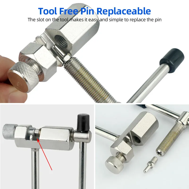 Full Metal Chain Breaker for Bicycle 6-12 Speed Drivetrain Service Cycle Chain Thimble Removal Tool Heat Treated Electro Plated