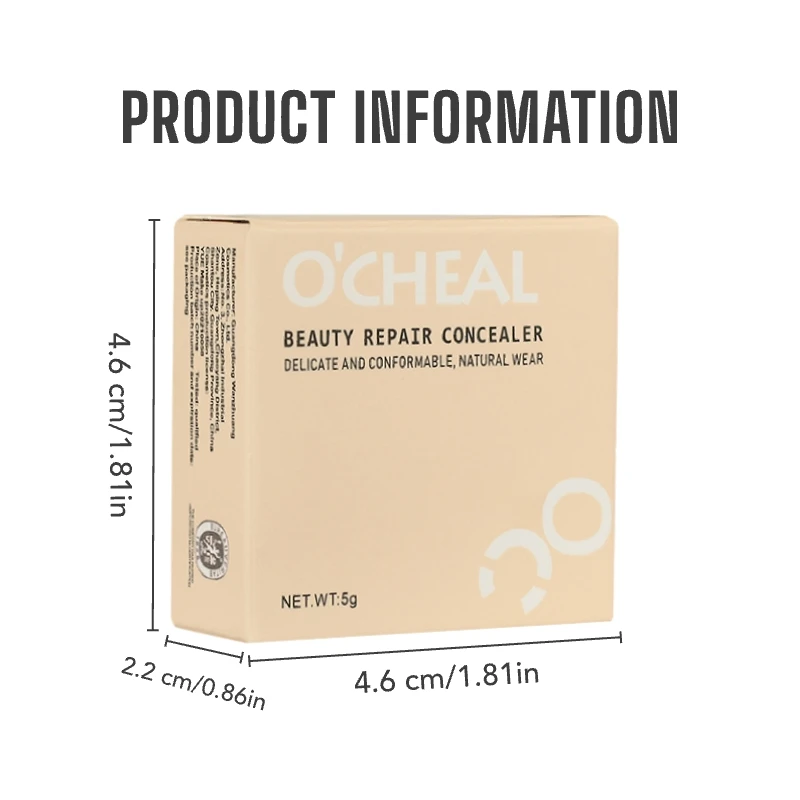 1PC high coverage, waterproof, oil control, long-lasting concealer, suitable for all skin types, showing perfect skin makeup