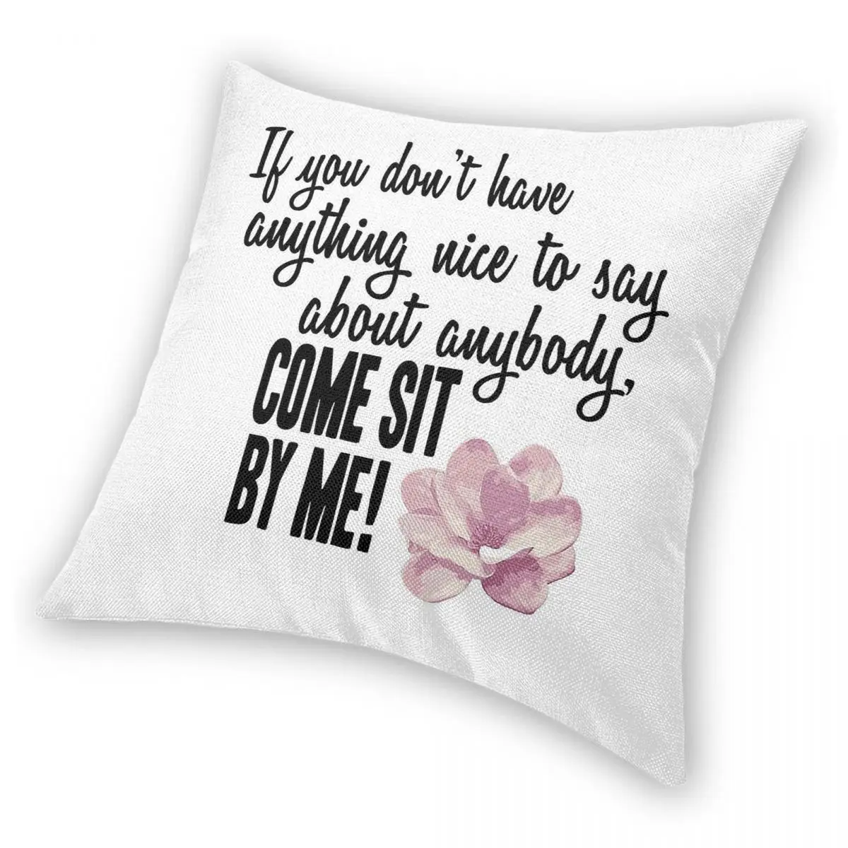 غطاء وسادة مربع من الفولاذ Magnolias Come Sit By Me مصنوع من البوليستر والكتان المخملي المطبوع بسحاب غطاء وسادة مزخرف غطاء وسادة منزلي