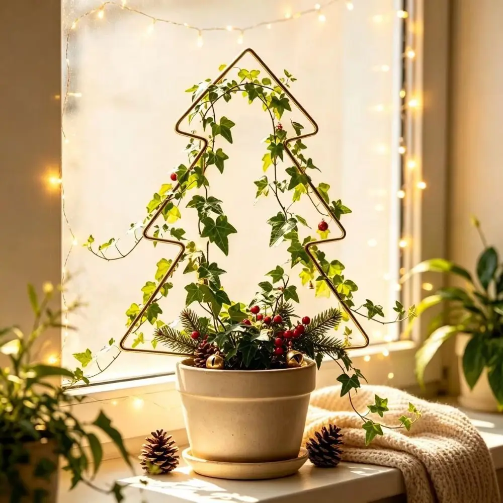 Christmas Tree Shaped Plant Trellis Iron Sturdy Climbing Support Frame Metal Iron Plant Stand Potted Plant Trellis Patio