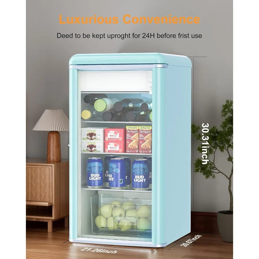 ثلاجة بباب زجاجي مزدوج لمبرد المشروبات بتقنية 4.9 قدم مكعب - تحمل مساحة تجميد سعة 120 لترًا سعة 8 لترًا و5 إعدادات لدرجة الحرارة وغطاء قابل للتعديل