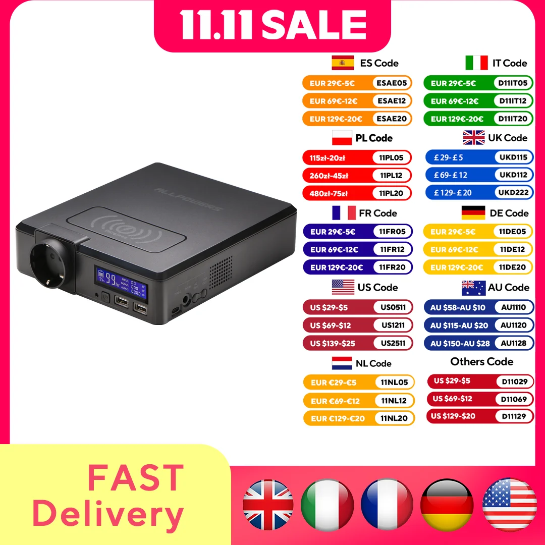 ALLPOWERS 200W Solar Powerbank 154Wh 41600mAh شاحن بطارية خارجي Powerstation مولد محمول طاقة احتياطية للطوارئ #1