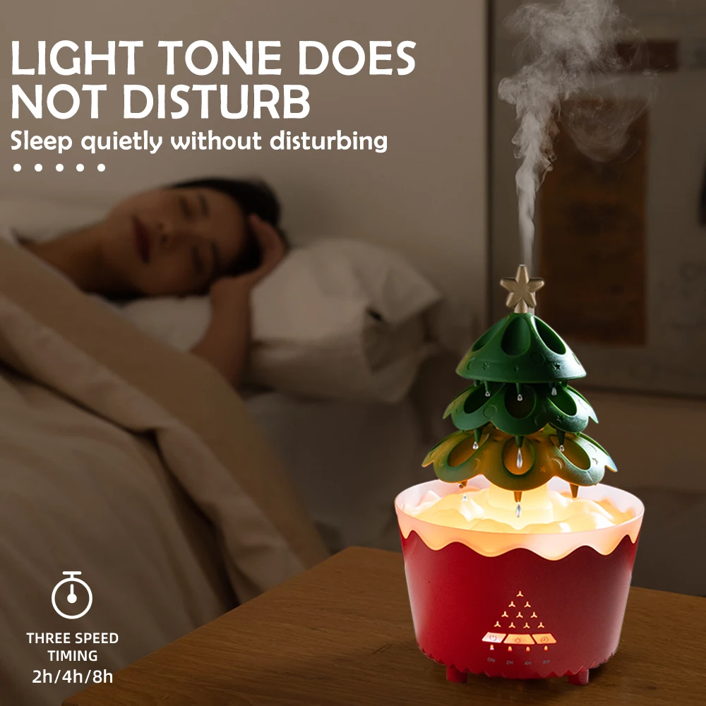 Rotating Water Droplet Aroma Diffuser Colourful Night Lights Aroma Essential Oil Air Humidifier Christmas Tree Jellyfish Model