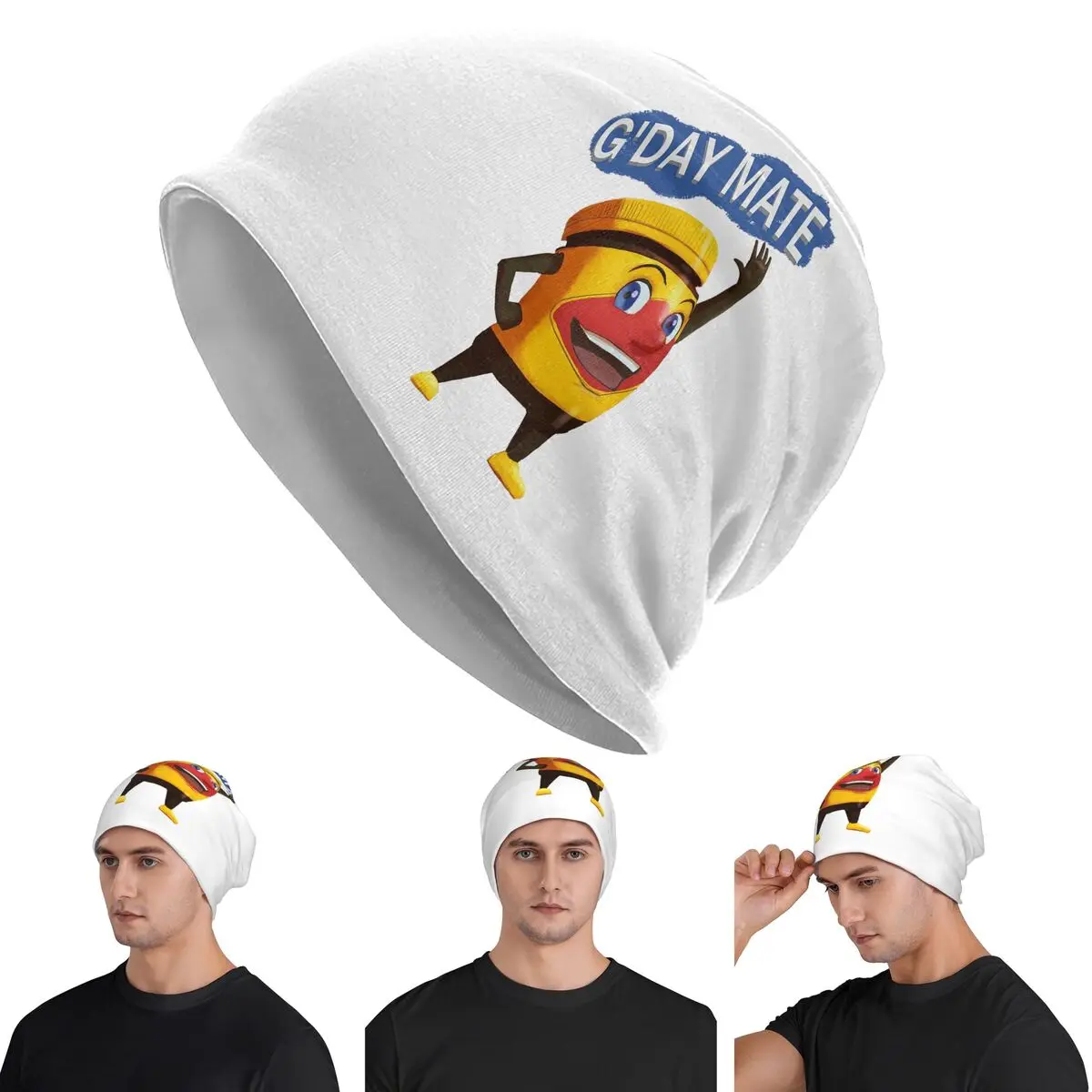 

Австралийские Vegemite Happy Cartoon Skullies шапки шапки теплая осенне-зимняя уличная шапка вязаная шапка для мужчин женщин взрослых