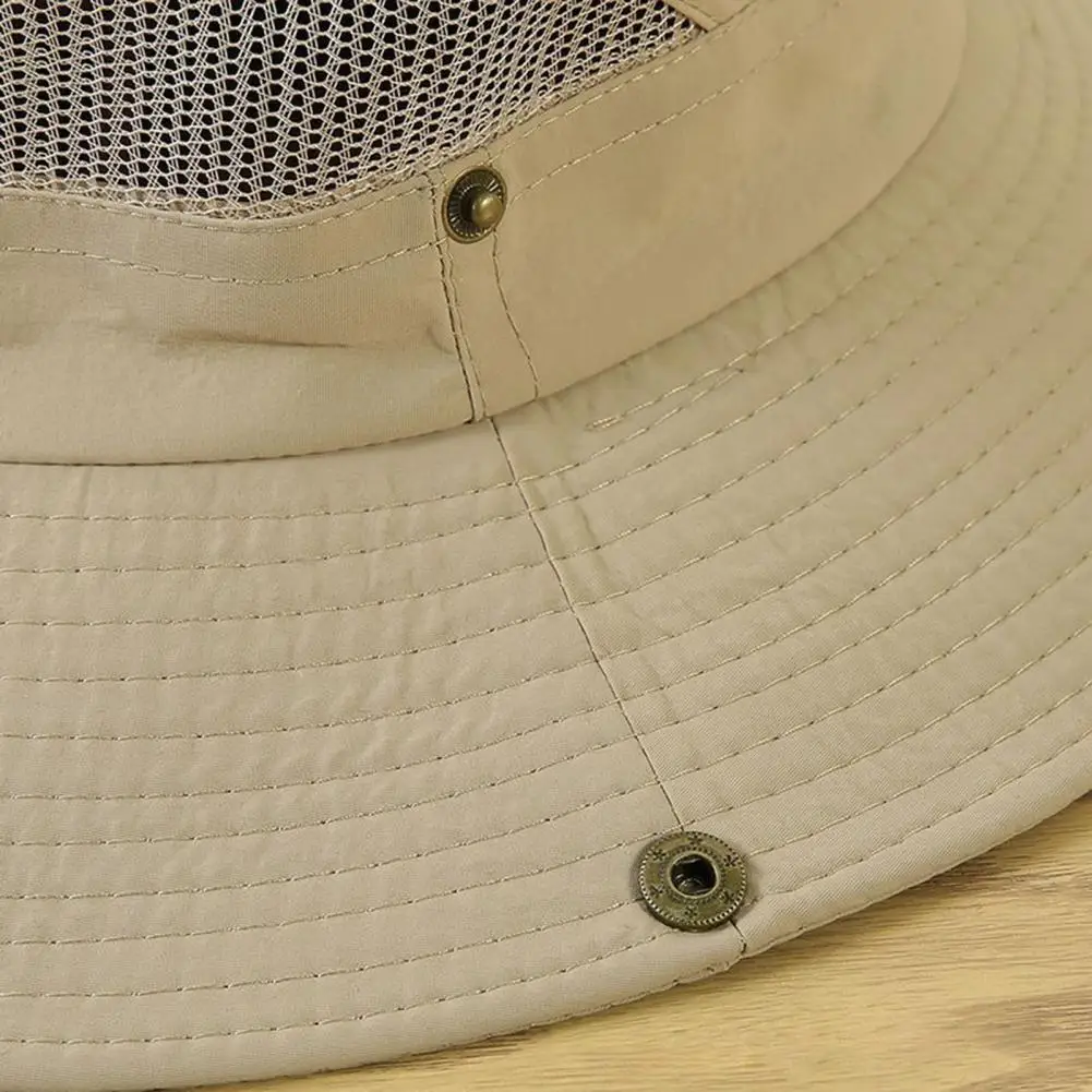 Comfortable Summer Hiking Headwear Summer Mesh Spliced Bucket Hat for Men Women Extra Wide Uv Protection Brim for Hiking