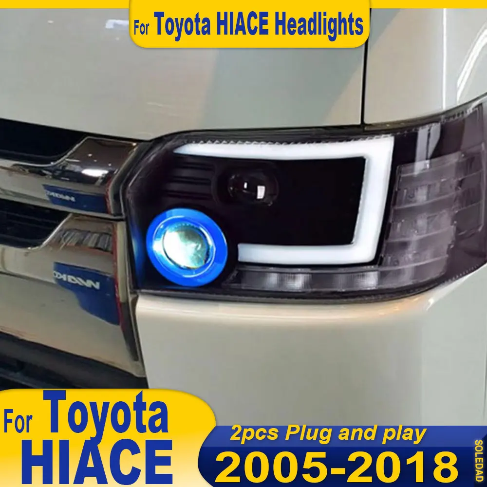 

Фара для Toyota Hiace 200 серии 2004-2019 с динамическими ходовыми огнями и указателями поворота, комплект фар в сборе, аксессуары