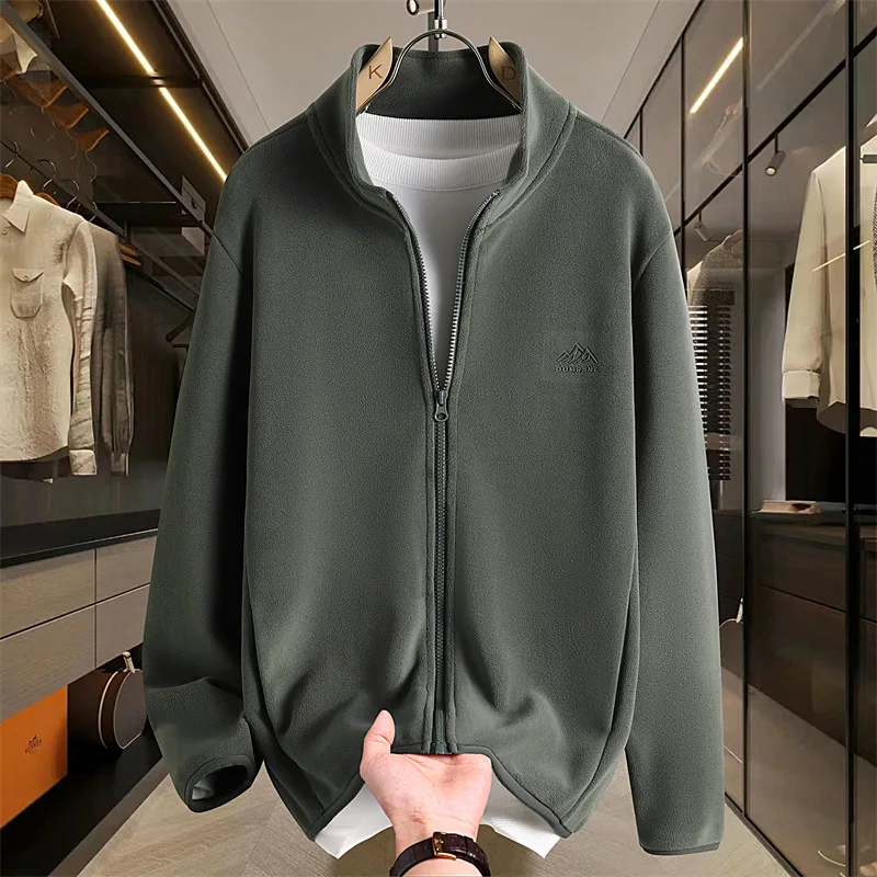 

Men's Autumn and Winter Austrian Fleece Fleece Cardigan Sweater Men's Stand-up Collar Fleece Clip