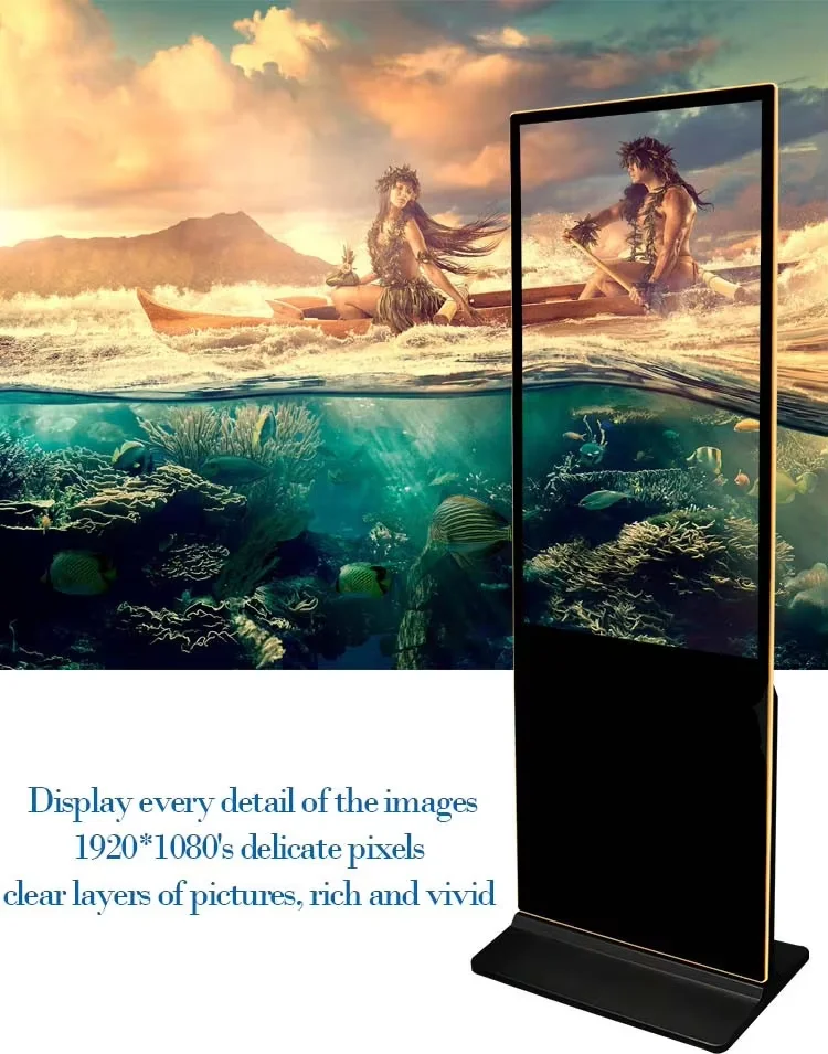 China Factory Custom Size Floor-standing Kiosk 65 Inch Indoor Digital Signage Display Vertical Advertising Machine for Ad Player