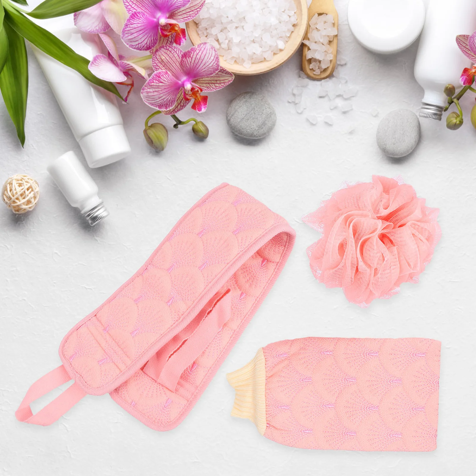 

1Set Bath Shower Ball Set Long Strap Soft Exfoliating Back Scrubber Shower Strip Back-Pulling Towel Bath Towel