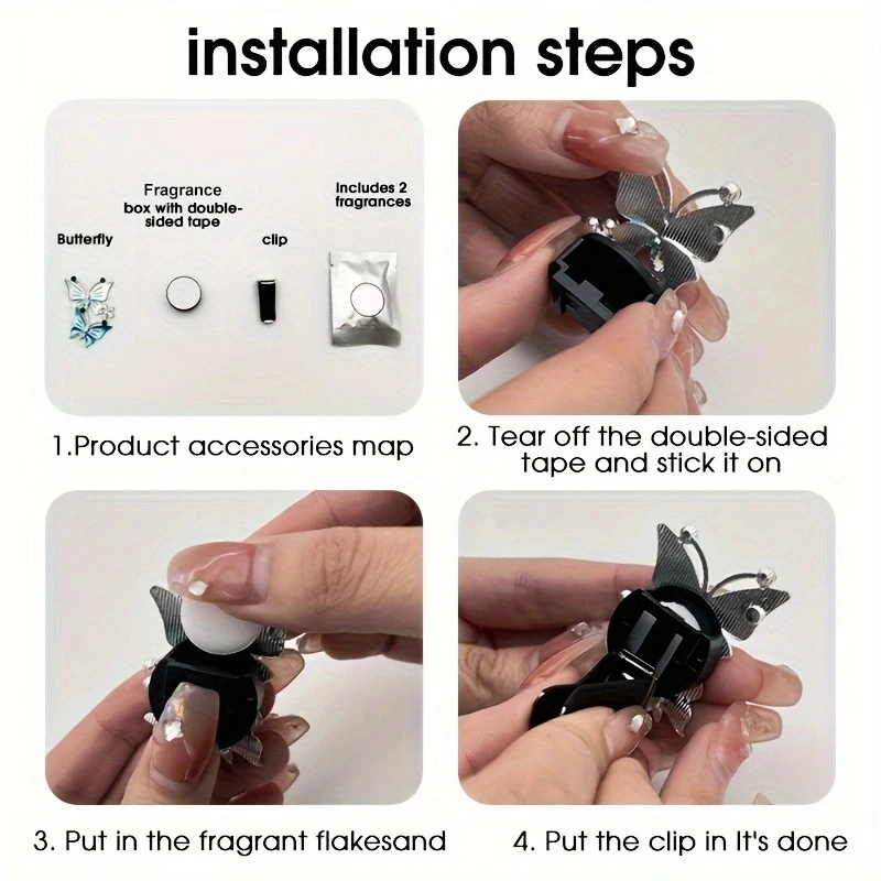 Car Air Conditioning Outlet Perfume Decoration Clip Dual-color Double Butterfly Air Purification Decoration Clip Car Interior image 6