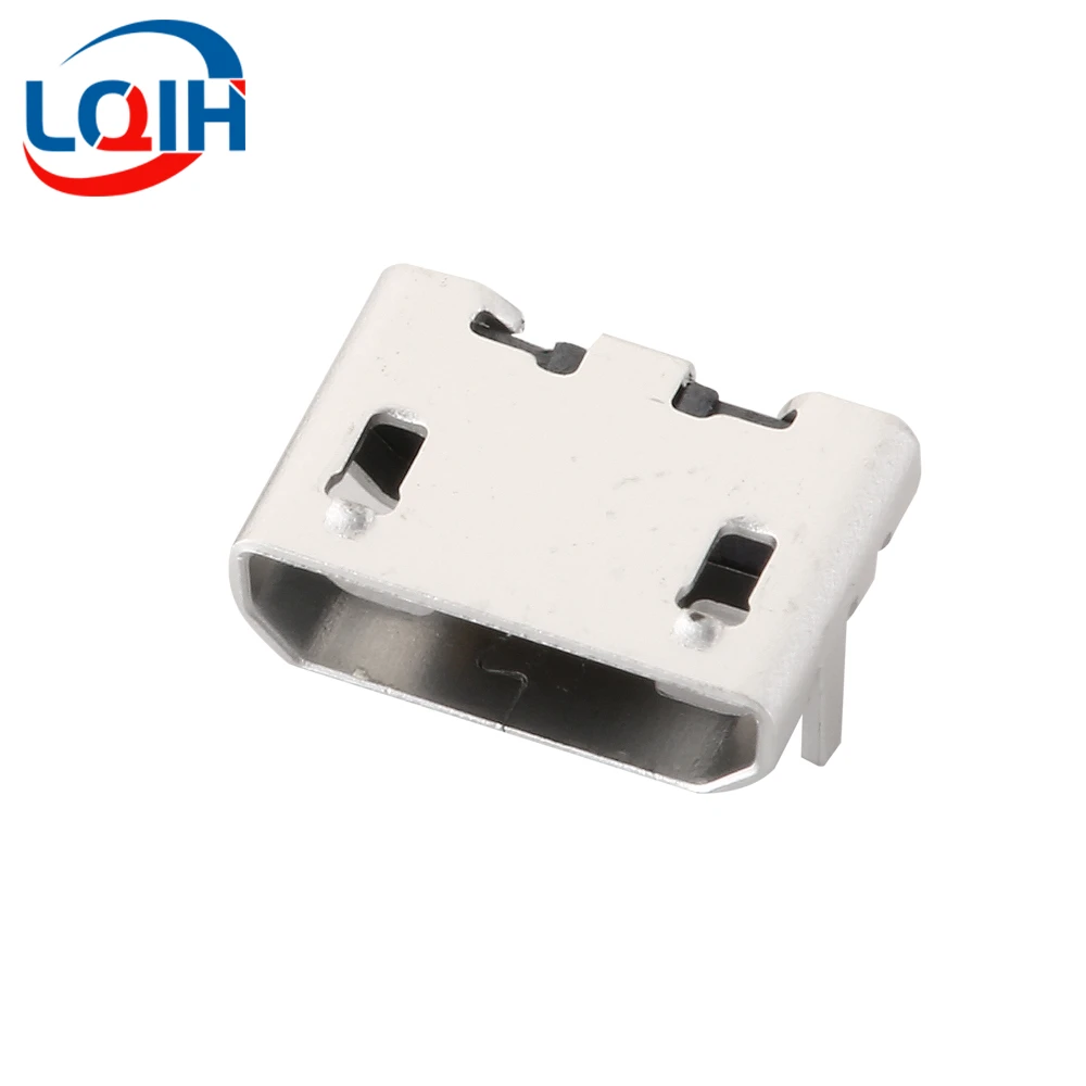 10PCS Micro USB Female Base B-type Four Pin Plug Board 5S Horn Type Borderless 5pin Charging Socket Connector