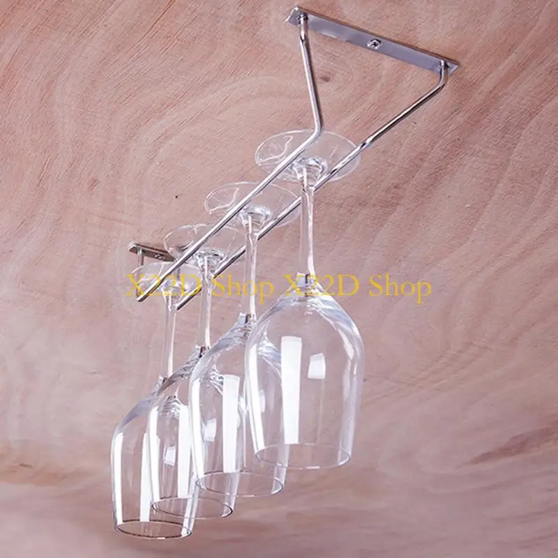 X22D Wall Mount Wine Bottle Glass Rack Delicate Nonrust Steel Space Efficient Design