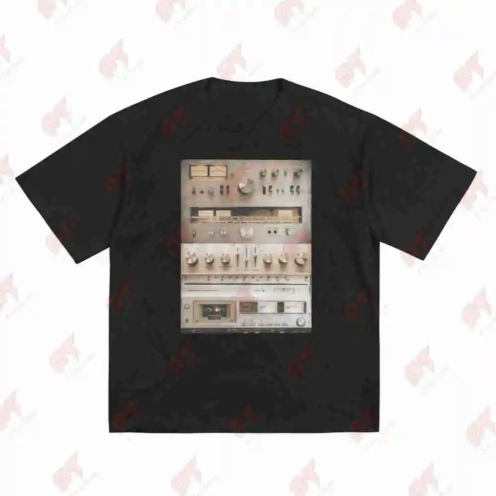 Vintage Hi Fi Sound System Turntables Mixers Vinyl Short Sleeve Tee 100% Cotton T-Shirt