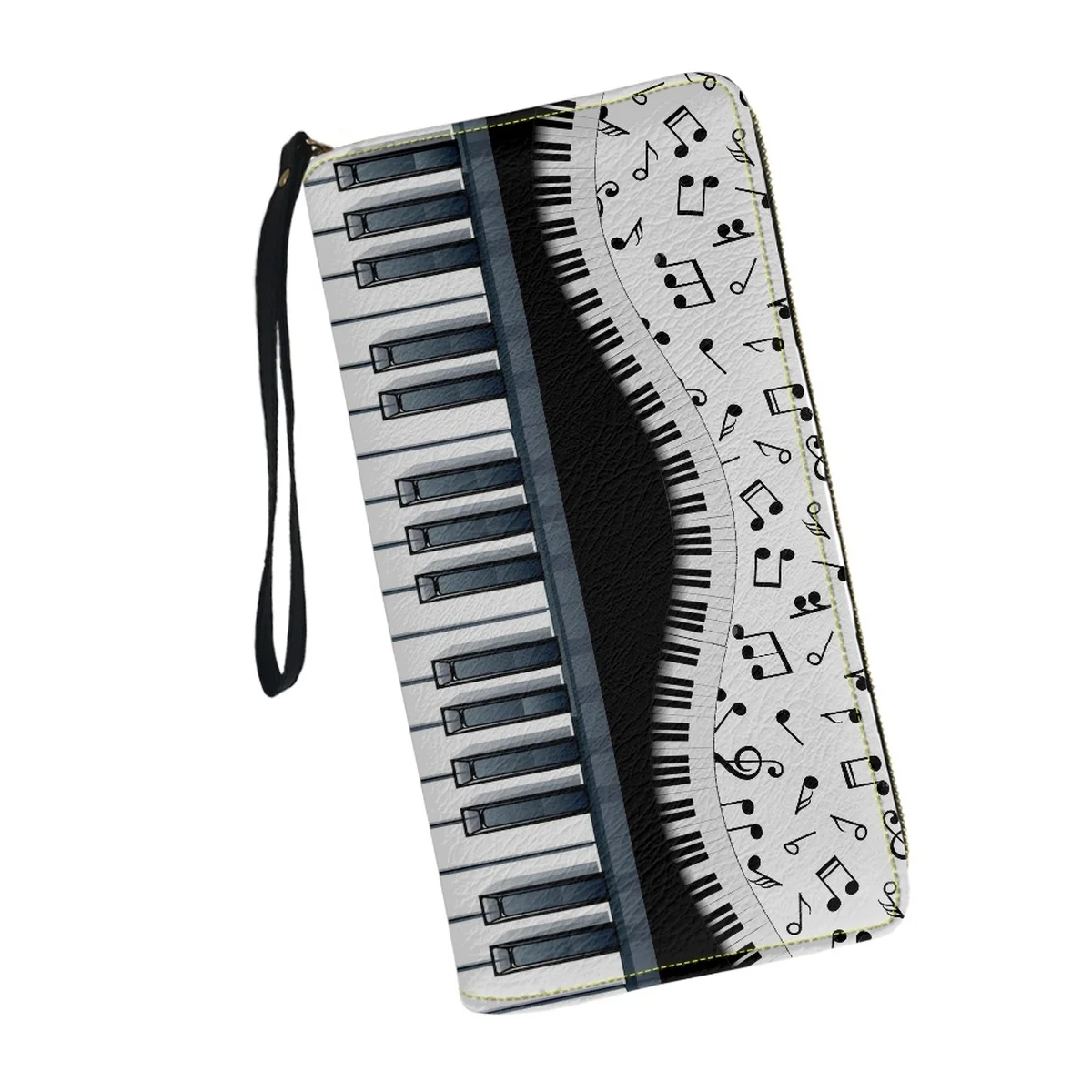 Piano Muziek Note Print Luxe Vrouwen Portefeuilles Lederen Rits Vrouwelijke Portemonnees Lange Multifunctionele Kaarthouder Voor Tienermeisjes Cluth Bags