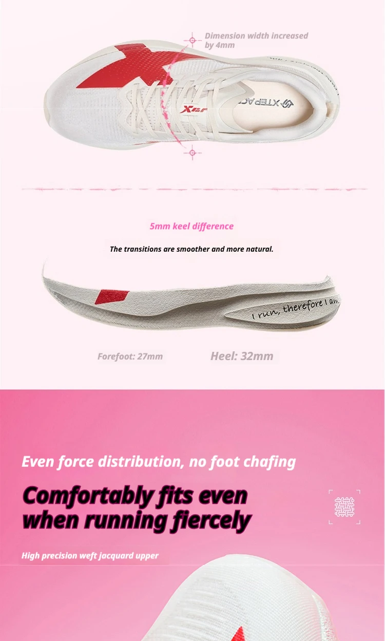 XTEP 2000km PRO Damen-Laufschuhe 2026 Frühling Gedämpfte Stabilität Komfort Leichte Damen-Sportschuhe 874218110043 – Detail 12