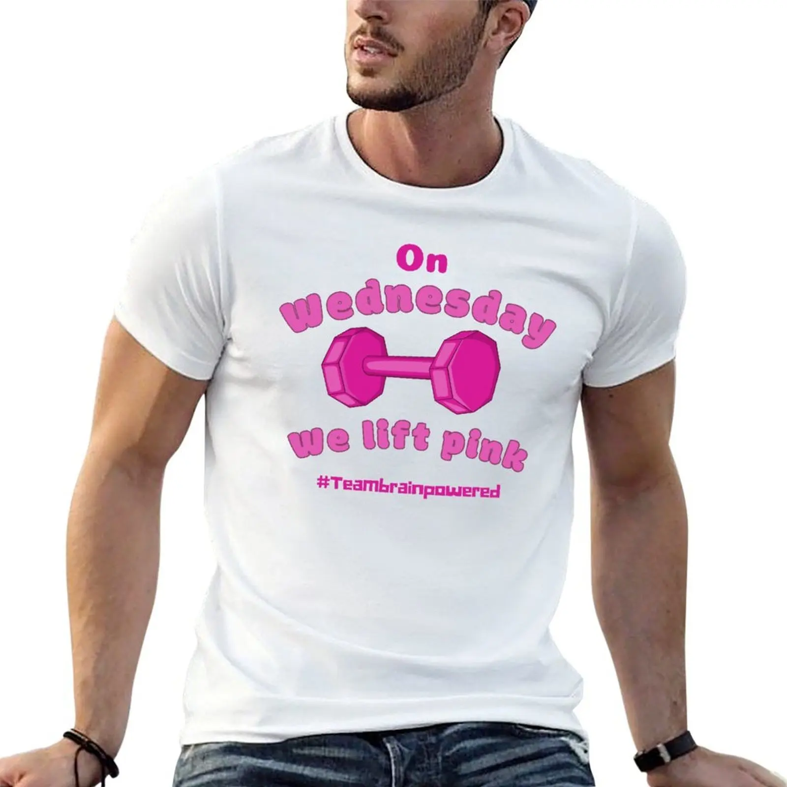 

On Wednesday We Lift Pink T-Shirt man t shirt cotton high quality anime t shirts for man T-Shirt