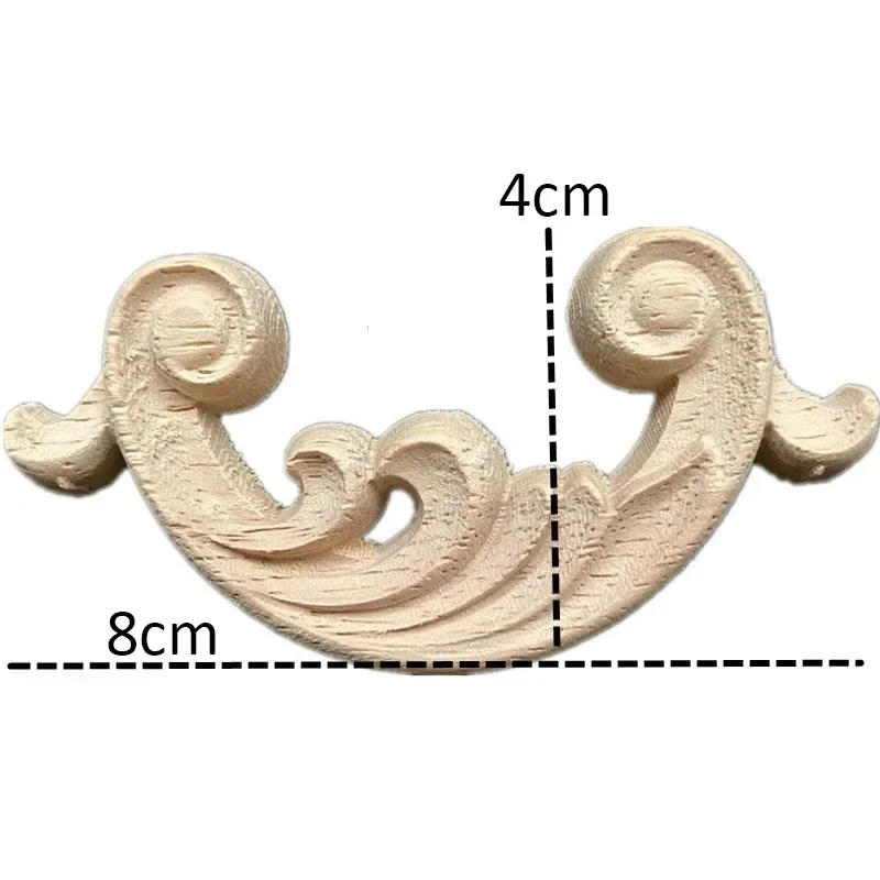 8cm Floral Wood Carved Decal Corner Applique Decorate Frame Wooden Figurines Cabinet Crafts Home Desk Chair Furniture Decor
