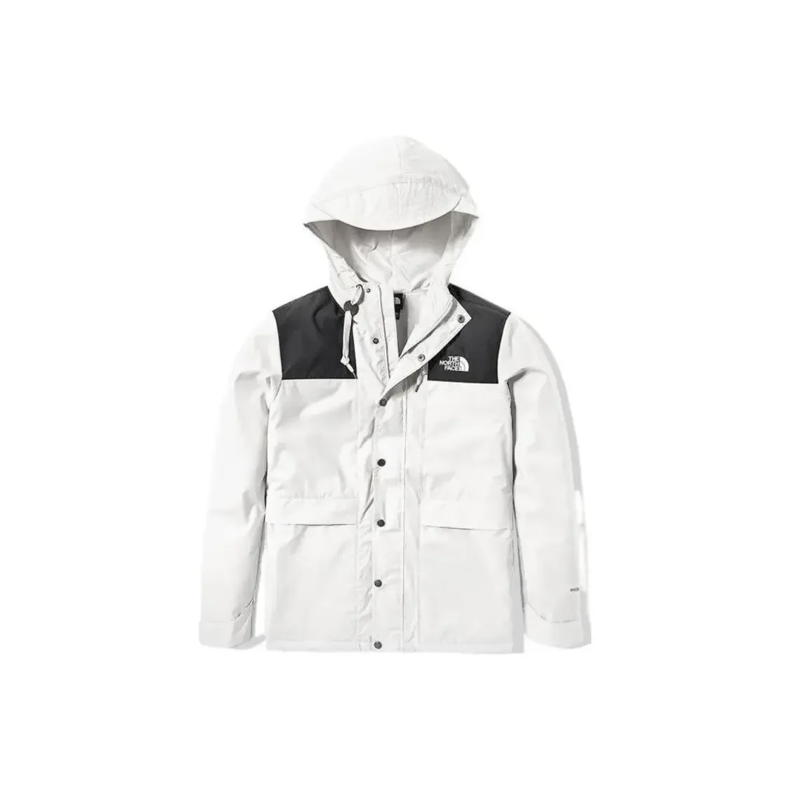 THE NORTH FACE 1990 Letter Logo Printed Drawstring Outdoor Hooded Outdoor Jacket Men White