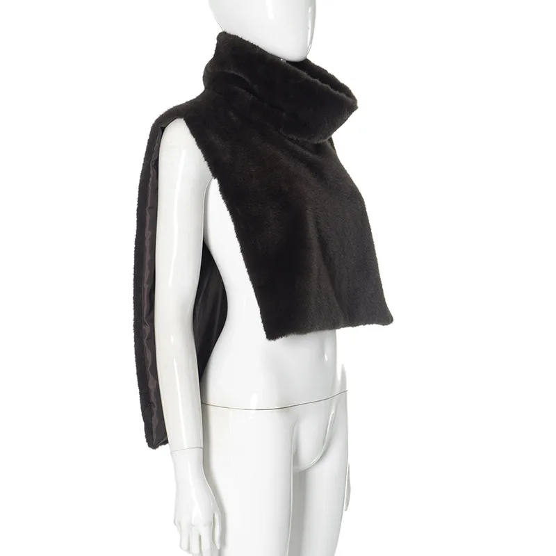 

Осенне-зимний жилет из искусственного меха, женское короткое пальто без рукавов с высоким воротником, женская однотонная толстая теплая куртка, женская уличная верхняя одежда