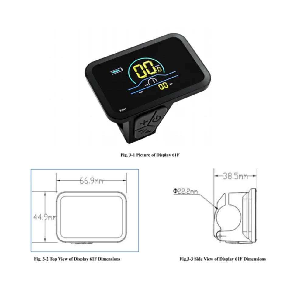 YL61F Display LCD Yolin Accessori E-bike Pannello di controllo bici elettrica Calibro 36V 48V Misuratore di codice bicicletta Scooter elettrico