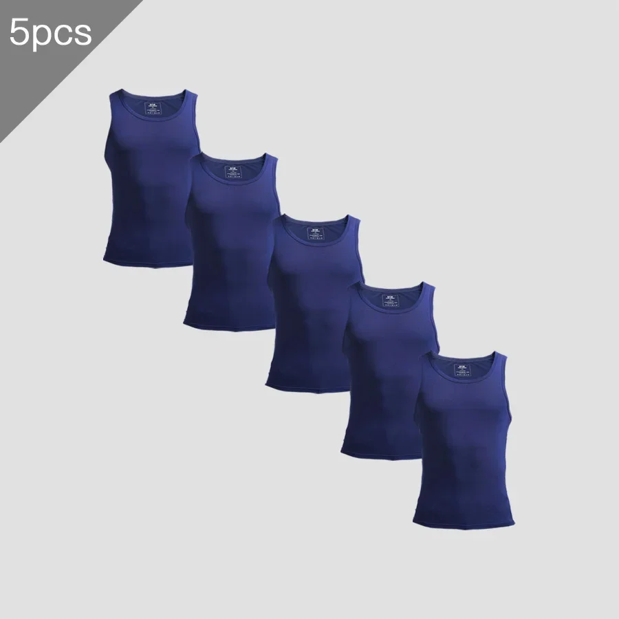 

5PCS Men's underwear, thin sweat vest, sleeveless modal sports hurdles tight fitness stretch summer T-shirt base layer
