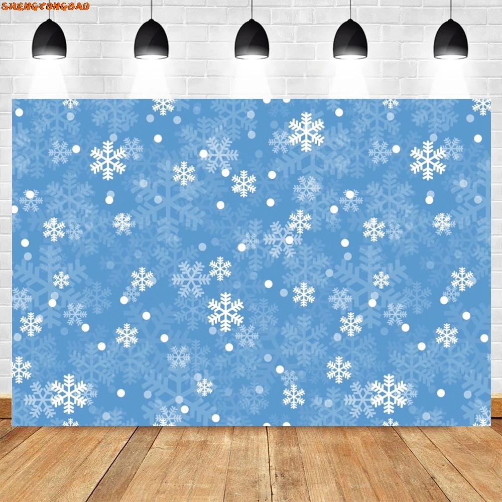 ฤดูหนาวเกล็ดหิมะภาพฉากหลังการถ่ายภาพสีฟ้าและสีขาวคริสต์มาสตกแต่งบ้านพื้นหลัง Photozone Photo Studio Props