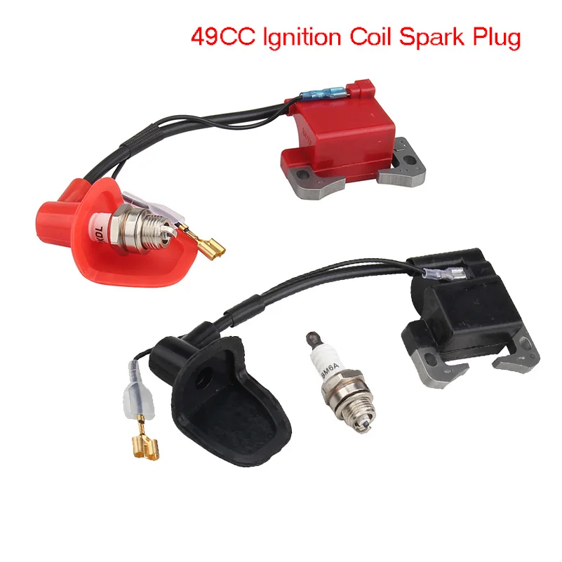 43cc 47cc 49cc Mini Quad Pocket Dirt Bike ATV 2 Stroke Engine Motor High Voltage Group Ignition Coil Parts with L7T Spark Plug