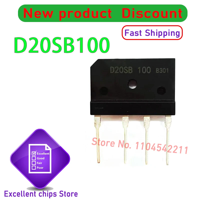 Original D20SB100 D25SB100 D30SB100 D35SB100 D50SB100 DIP-4 Rectifier Bridge Pile 100% New and Genuine 10pcs/lot